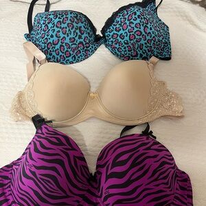 3 bras XOXO Women's Bra Set - Turquoise Leopard, Purple Zebra and Jolie Ultimate